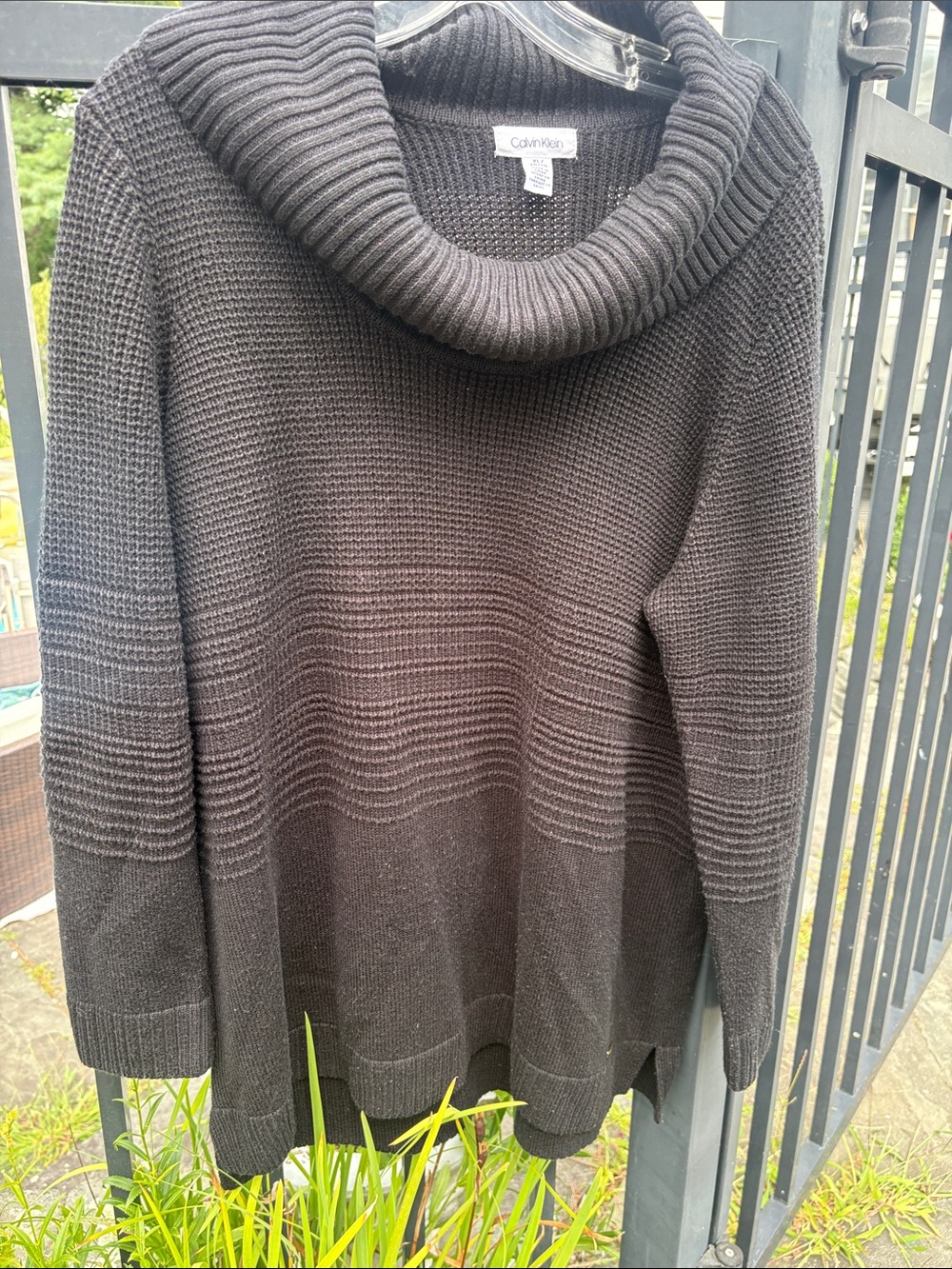 Calvin Klein Black Ribbed Cowl Neck Sweater XL